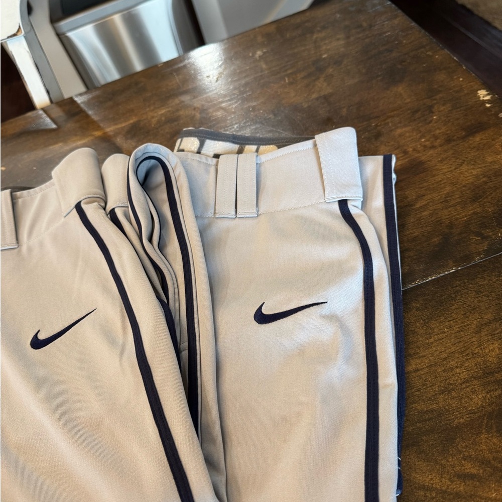 Nike Light Gray Sports Pants with Navy Accents Baseball